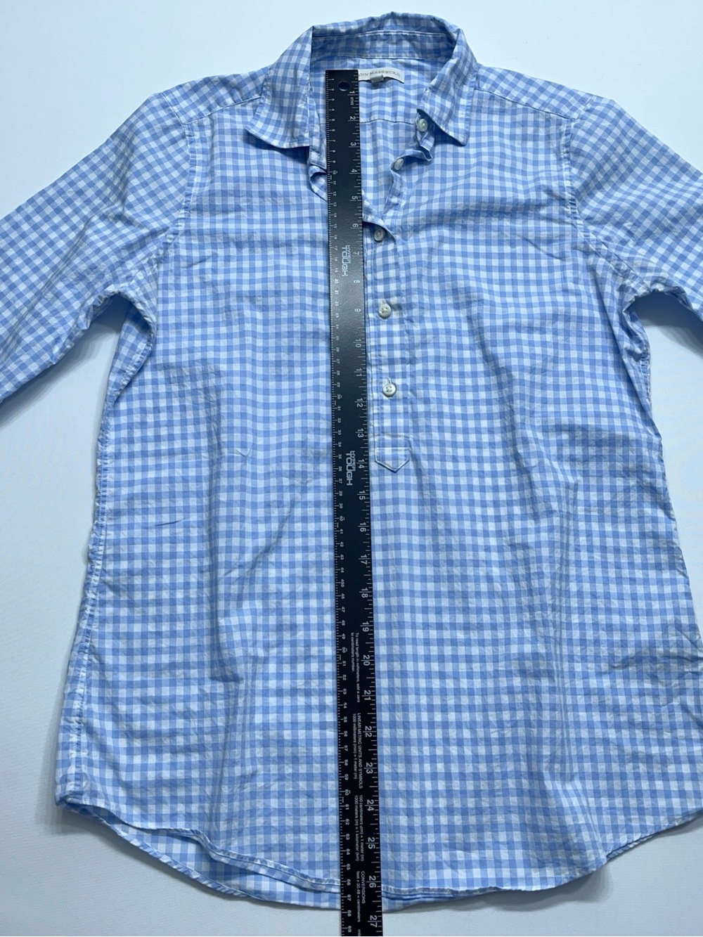 Ann Mashburn Popover Shirt Womens Small Blue Long Sleeve Gingham Poplin - Picture 5 of 16